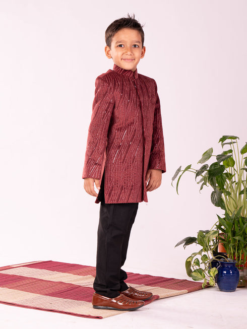 Boy's' Maroon Sherwani Set